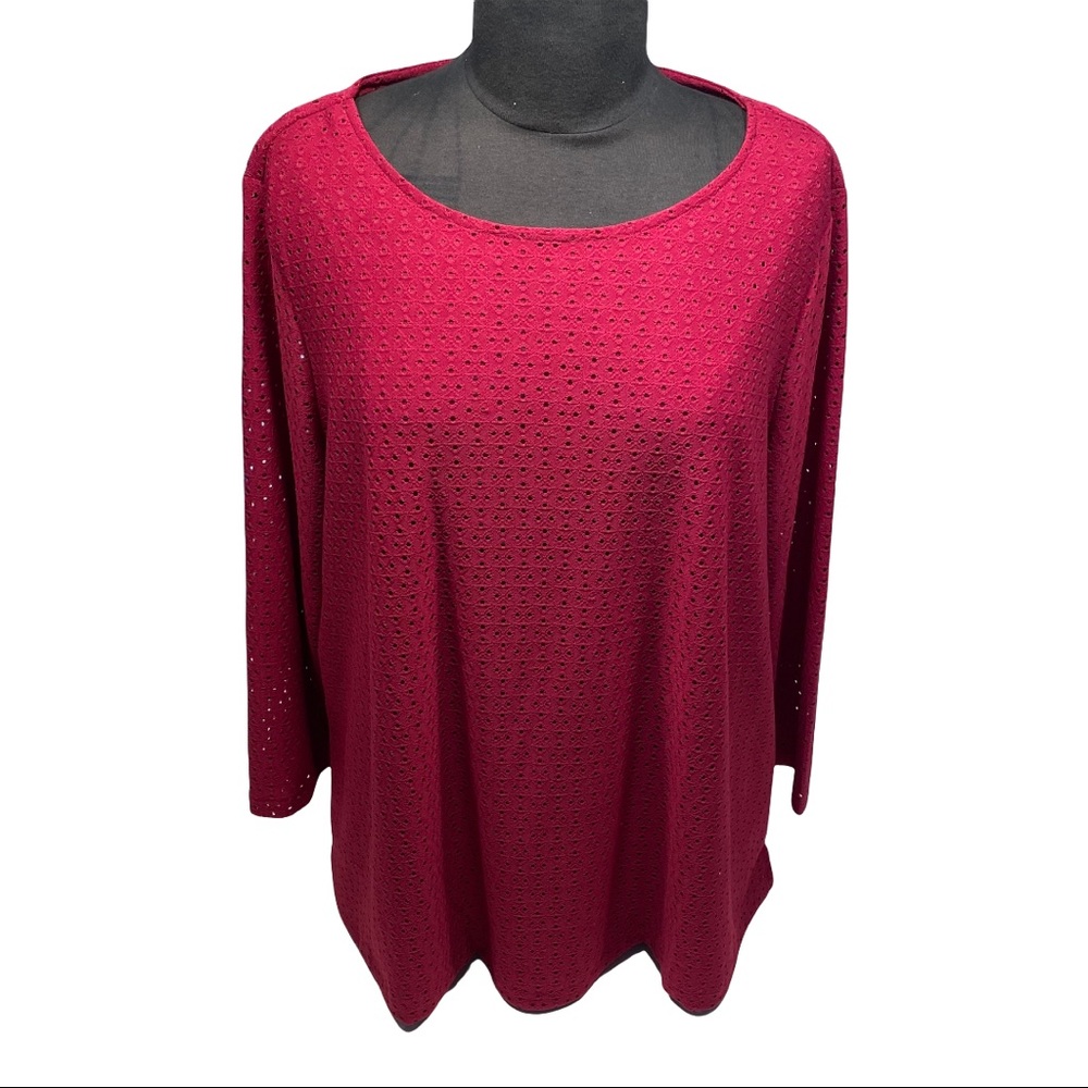 Maroon Lined XL Top with 3/4 Sleeves